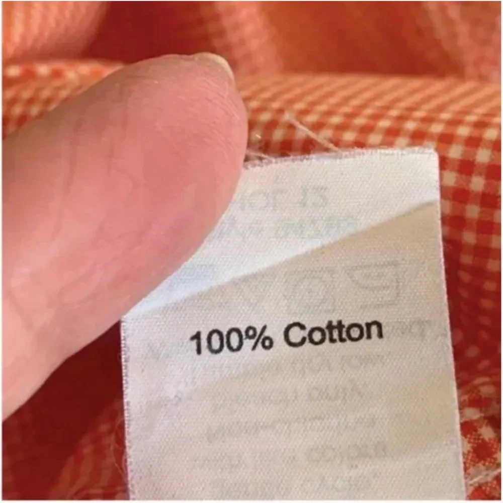 J. Crew Gingham Orange and White Button Down Long Sleeve Shirt Size Medium